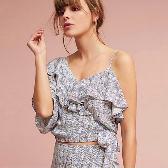 Maeve Tops - Anthropologie Maeve Imelda Pineapple Ruffle Blouse